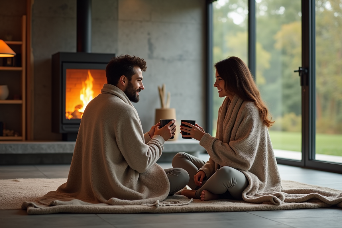 Jeune couple assis près d