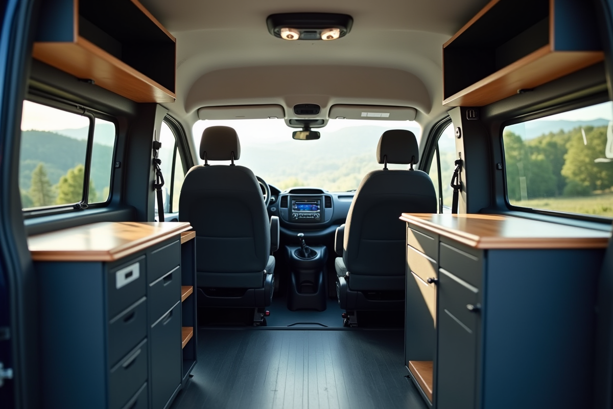 Espace de travail confortable dans un Peugeot Expert