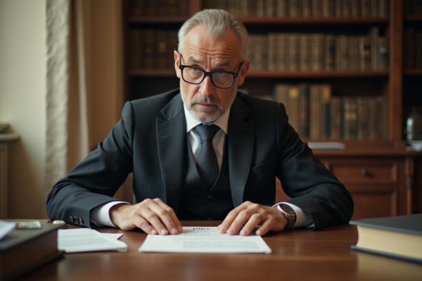 Fonctionnaire français en costume dans un bureau ancien