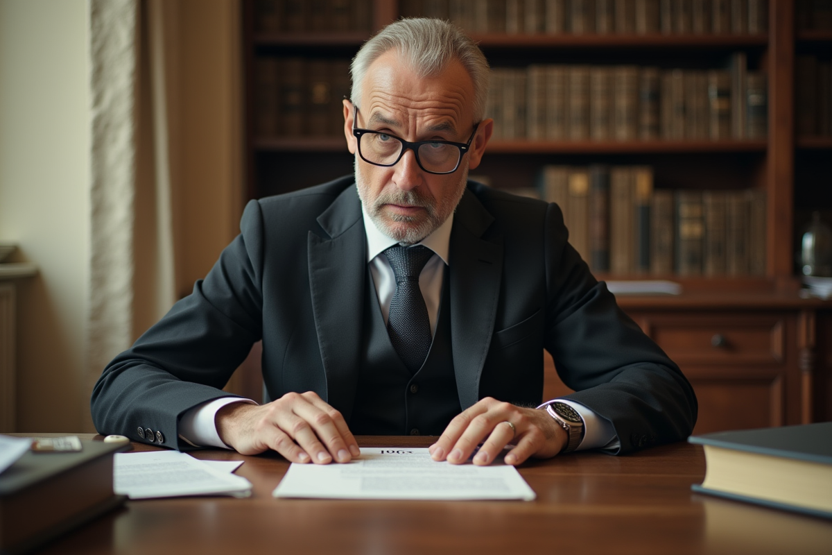 Fonctionnaire français en costume dans un bureau ancien