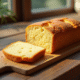 Gâteau Joconde tranché sur table en bois rustique