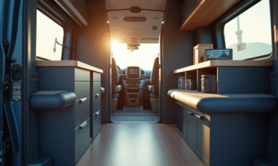 Intérieur moderne d'un Peugeot Expert van lumineux