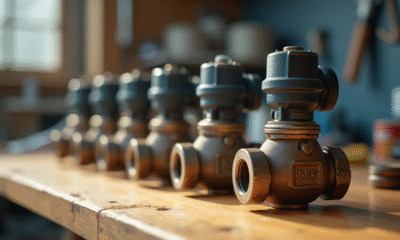 rangée de mini valves d'occasion sur un plan de travail lumineux