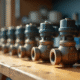 rangée de mini valves d'occasion sur un plan de travail lumineux