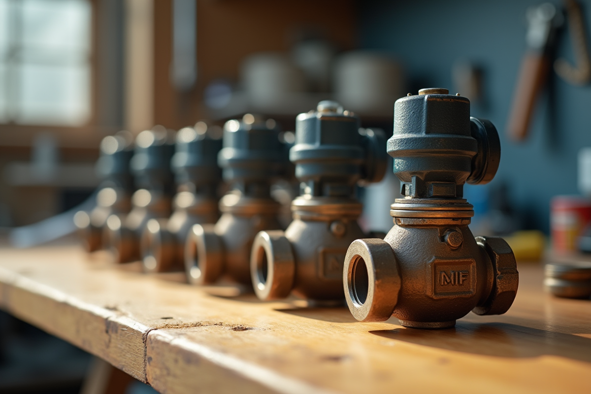 rangée de mini valves d'occasion sur un plan de travail lumineux