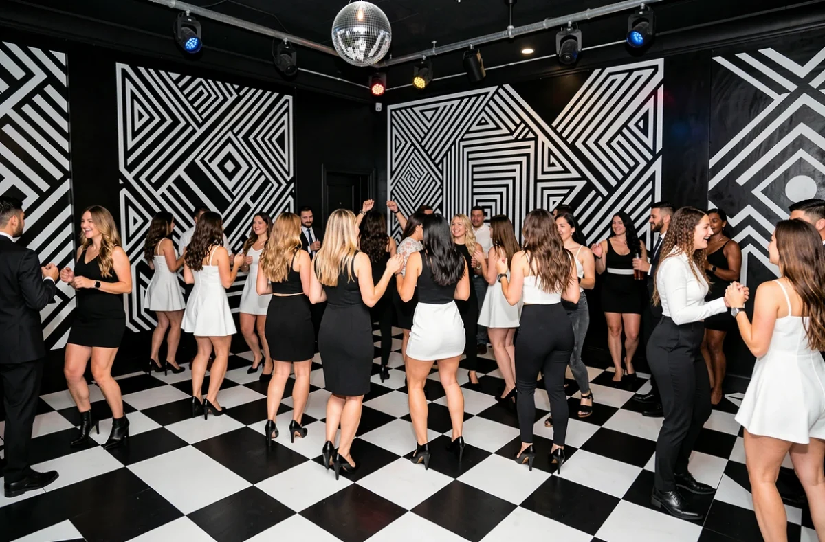 Le BlackWhite Club à Bourg-en-Bresse, discothèque au design graphique noir et blanc avec piste animée