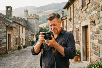Photographe professionnel dans un village pittoresque de l'Ain, illustrant le meilleur de la photographie locale