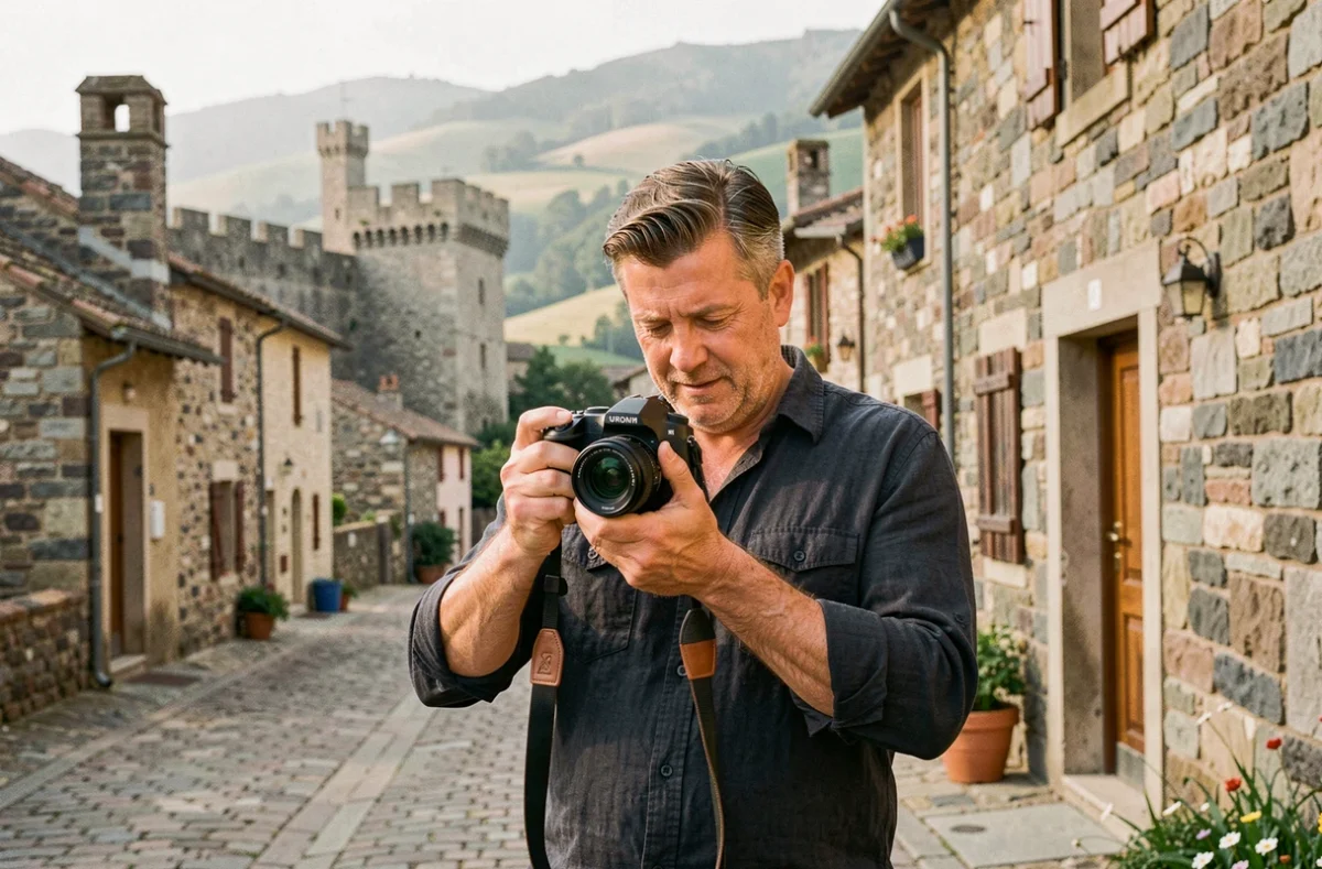 Photographe professionnel dans un village pittoresque de l'Ain, illustrant le meilleur de la photographie locale