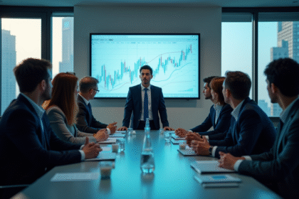 Groupe de professionnels analysant des graphiques financiers